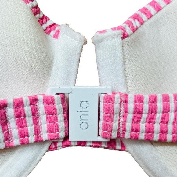 Onia NWT Dalia Pink and White Broken Striped Underwire Demi Cup Bikini Top Large - Picture 11 of 15